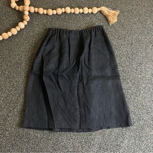 HARVE BENARD Modest 100% Linen Charcoal Grey Black Midi Knee-Length Pencil Skirt